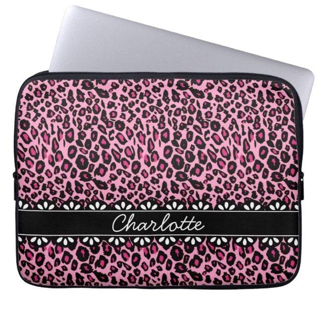 Capa Para Notebook Lace e impressão do leopardo rosa faseável (Frente)