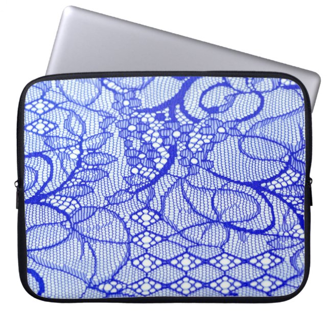 Capa Para Notebook Lace tecido em azul. Patch Real Azul De Colheita (Frente)