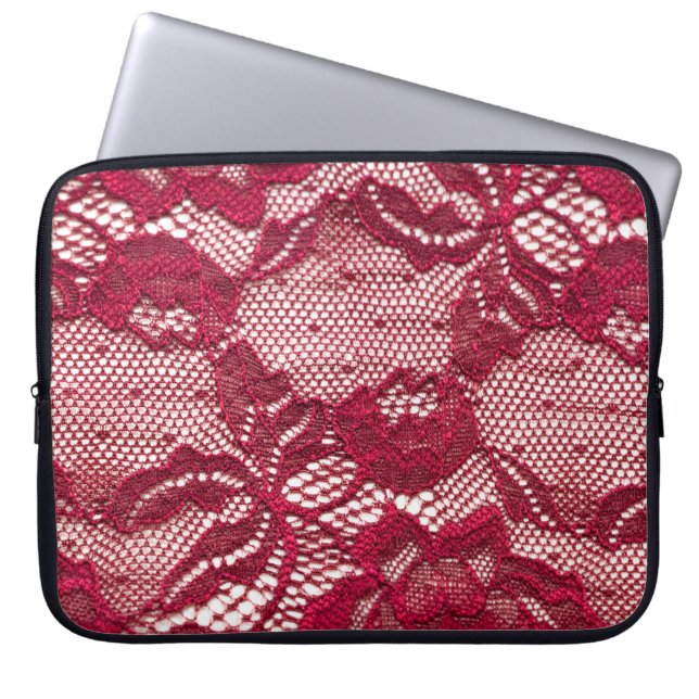 Capa Para Notebook Lace vermelho: têxtil de gaquard elástica. (Frente)