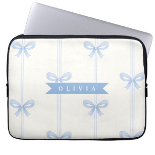 Capa Para Notebook Laço Azul Personalizado Coquette Nome Estético