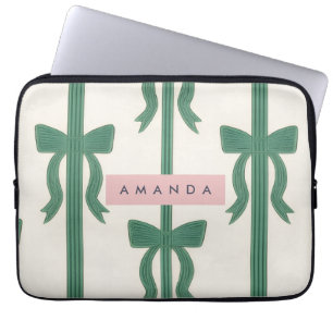 Capa Para Notebook Laço de Fita Verde Elegante Personalizado