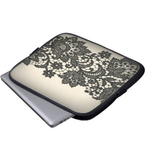 Capa Para Notebook Laço floral do preto do teste padrão da forma de