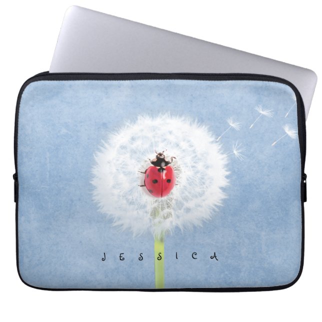 Capa Para Notebook Ladybug bonito na natureza Dandelion (Frente)