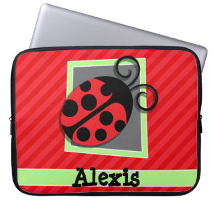 Capa Para Notebook Ladybug Cuto; Stripes Vermelhas Escarlate