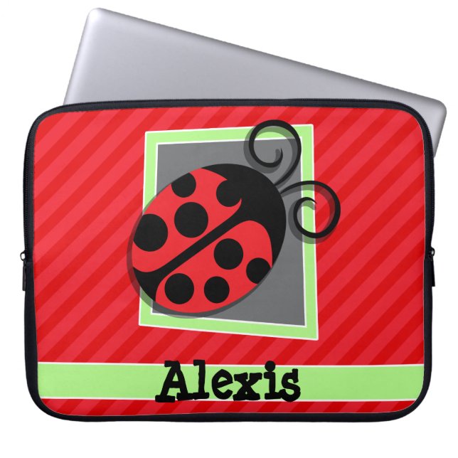 Capa Para Notebook Ladybug Cuto; Stripes Vermelhas Escarlate (Frente)