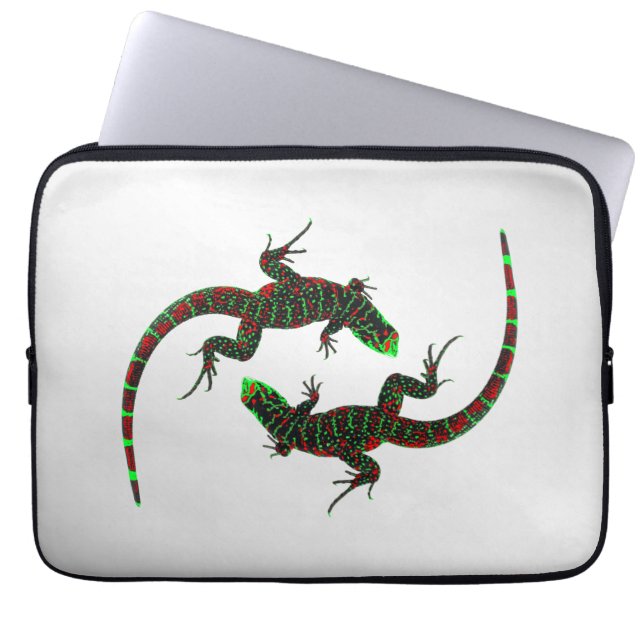 Capa Para Notebook Lagartos Yin Yang Prata (Frente)