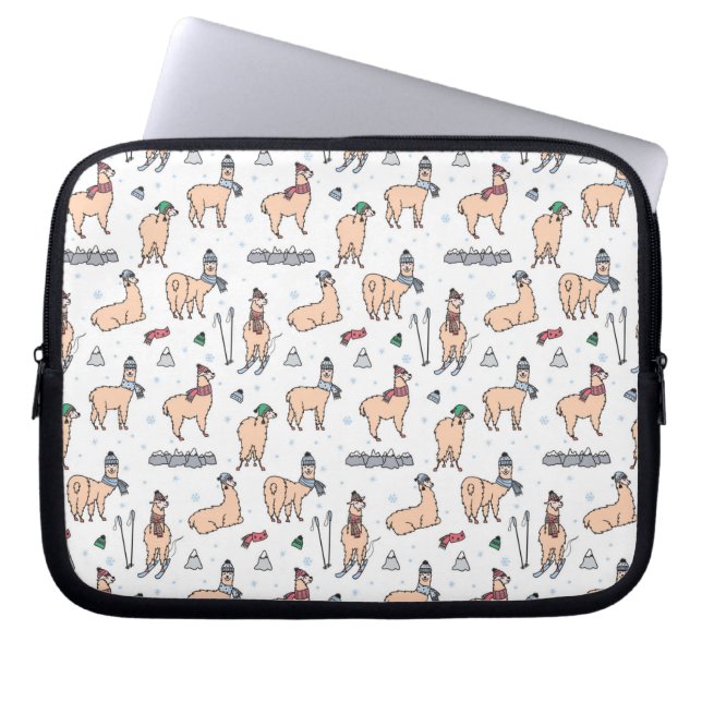 Capa Para Notebook Lamas no teste padrão de esqui dos chapéus & dos (Frente)