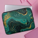 Capa Para Notebook Lâmina de mármore-marble-art elegante, brilho dour<br><div class="desc">Elegante cinza brilhante de mármore em tons diferentes de turquesa e Bolsa de laptop de ouro. Adicione algum estilo ao seu escritório, mesa ou espaço pessoal com um nome personalizado Chic e na moda e Bolsa de laptop monograma. personalize-o com um nome de script e um monograma. O acessório perfeito...</div>