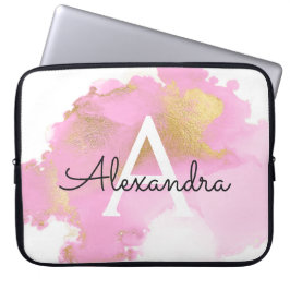 Capa Para Notebook Lâmpada Rosa e Folha Dourada Lave Girassol