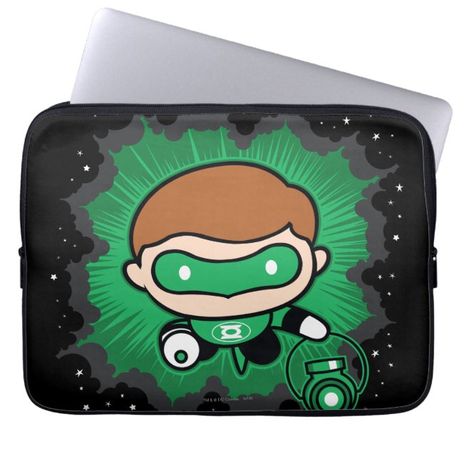 Capa Para Notebook Lanterna Verde Chibi Voando Pelo Espaço (Frente)