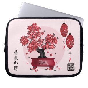 Capa Para Notebook Lanternas de bonsai-vermelha-asiática (Seek Harmon