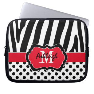 Capa Para Notebook Laptop Bolinhas com faixa de Zebra Negra Vermelha