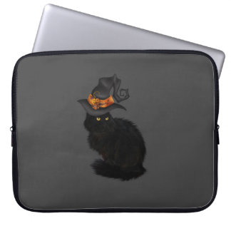 Capa Para Notebook Laptop Case with Black Halloween Cat Design
