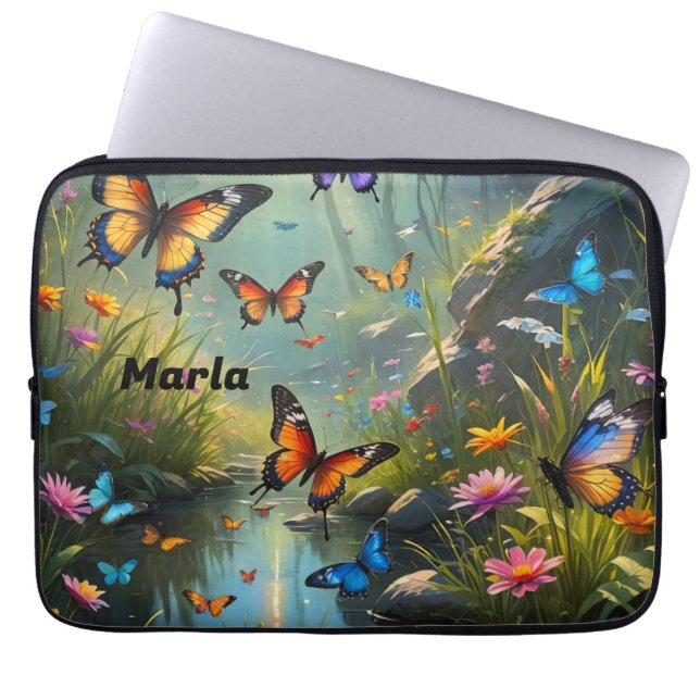 Capa Para Notebook Laptop com borboletas (Frente)