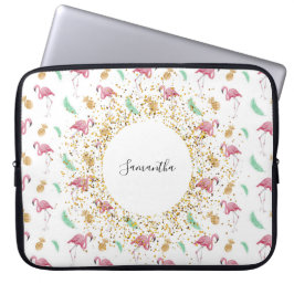 Capa Para Notebook Laptop de abacaxi Dourado Flamingo Personalizado