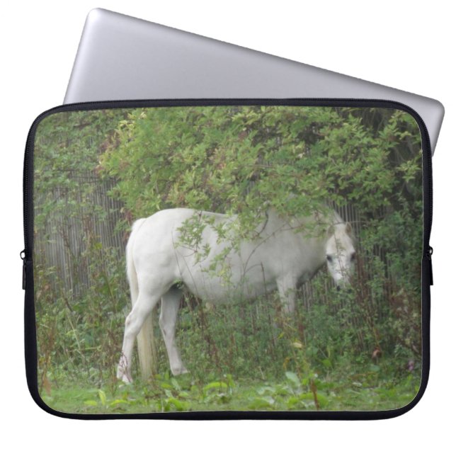 Capa Para Notebook Laptop de Cavalo Branco Tímido (Frente)
