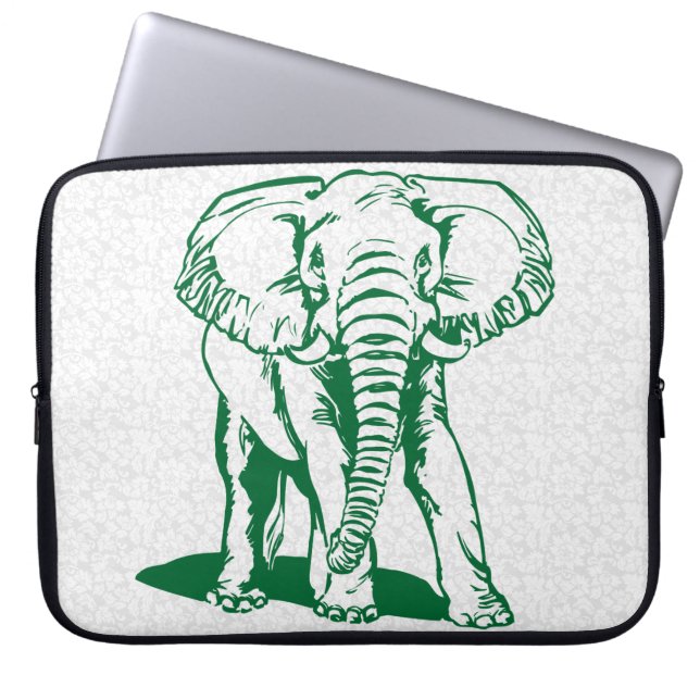 Capa Para Notebook Laptop de Desenho de Linha de Elefante Verde Hunte (Frente)