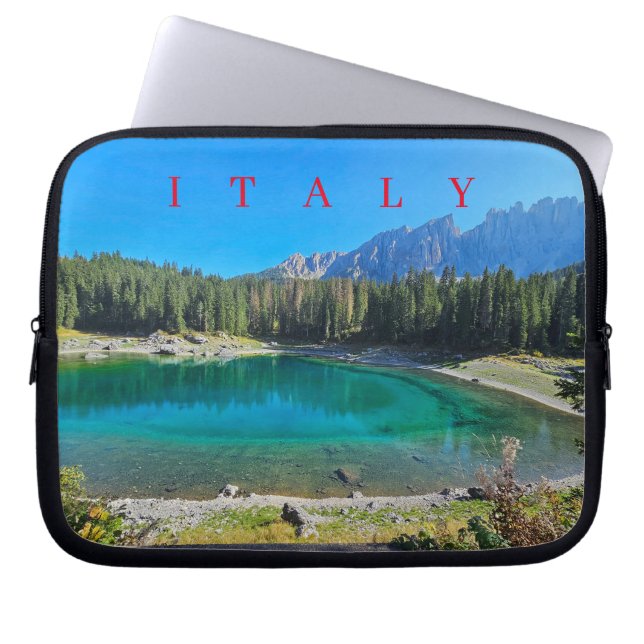 Capa Para Notebook Laptop de vista do lago Dolomites (Frente)