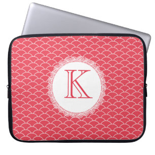 Capa Para Notebook Laptop do Designer Vermelho de Monograma com Carta