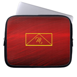Capa Para Notebook Laptop do Monograma Ruby Red & Yellow