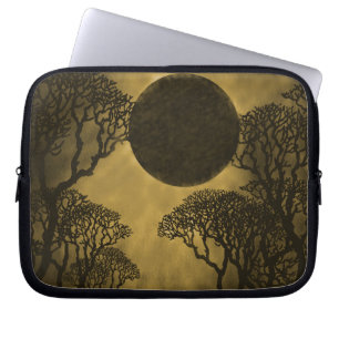 Capa Para Notebook Laptop Eclipse da Floresta Escura, Dourado