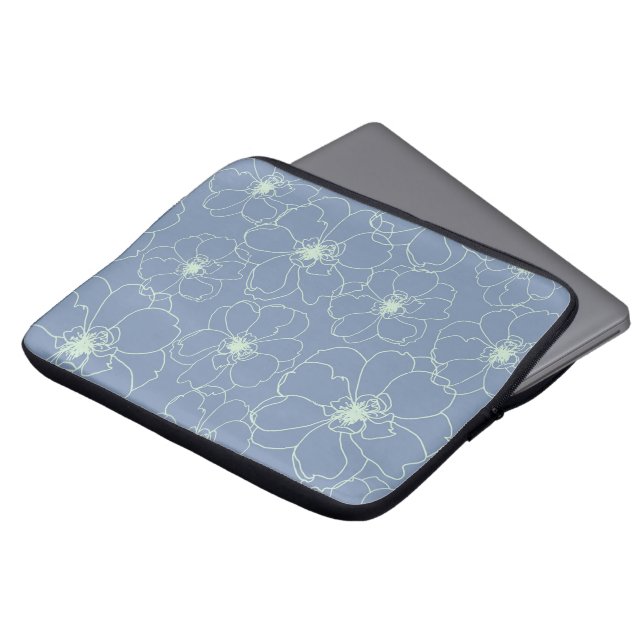 Capa Para Notebook laptop floral azul marinho (Frente Topo)