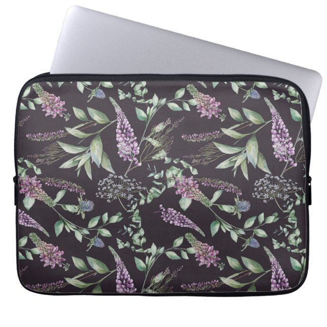 Capa Para Notebook Laptop Floral Puro e Preto (Frente)