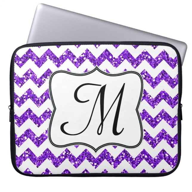 Capa Para Notebook Laptop Monograma Roxo Moderno Monograma de 15 pole (Frente)