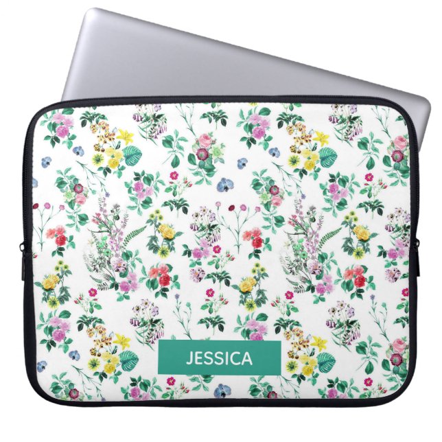 Capa Para Notebook Laptop Padrão Floral Claro Personalizado (Frente)