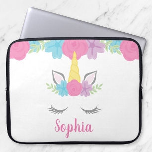 Capa Para Notebook Laptop Personalizado Floral Unicorn Face