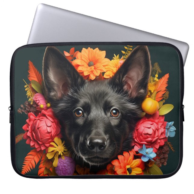 Capa Para Notebook Laptop preto German shepherd (Frente)