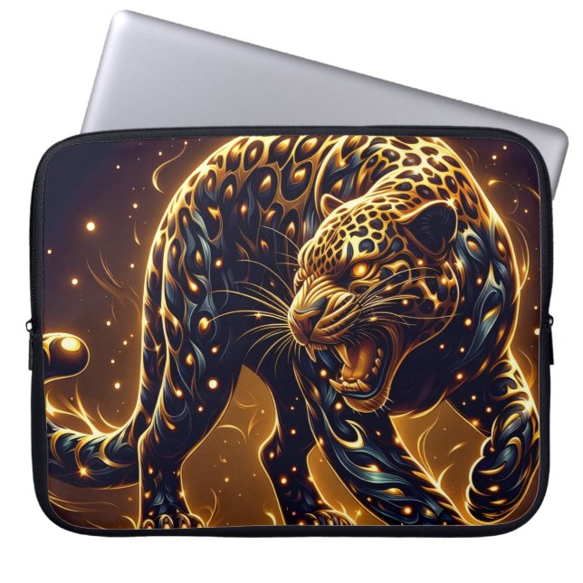 Capa Para Notebook Laptop Sleeve 15" Neoprene Leopard Electronics Bag (Frente)