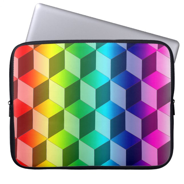 Capa Para Notebook Laptop Sleeve - Illusion of Rainbow Blocks (Frente)
