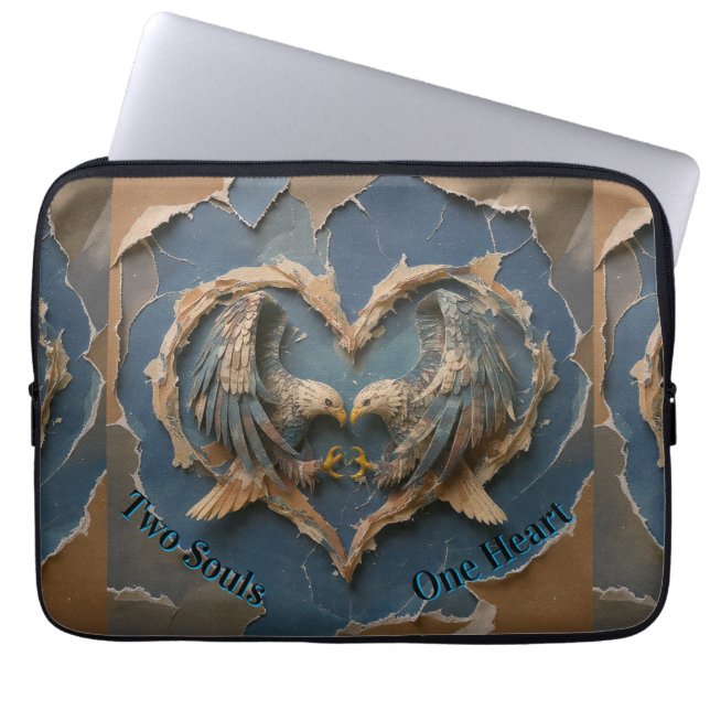 Capa Para Notebook Laptop Sleeve Paper Cut Eagle Two Souls One Heart (Frente)