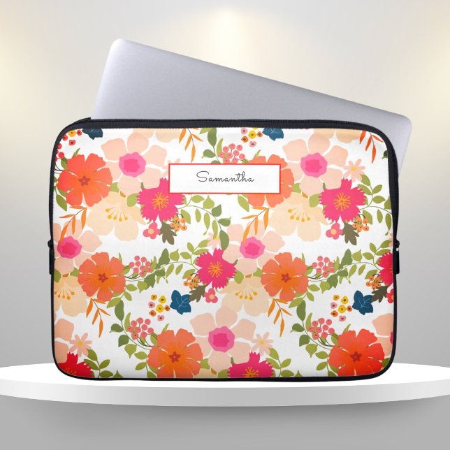 Capa Para Notebook Laranja Aquarela Floral (Criador carregado)