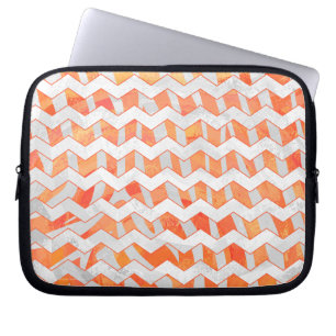 Capa Para Notebook Laranja e branco de Chevron da zebra
