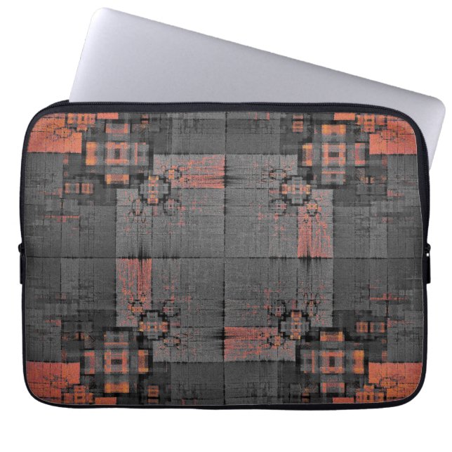 Capa Para Notebook Laranja e Cinza Cruzadas - Laptop Bag (Frente)