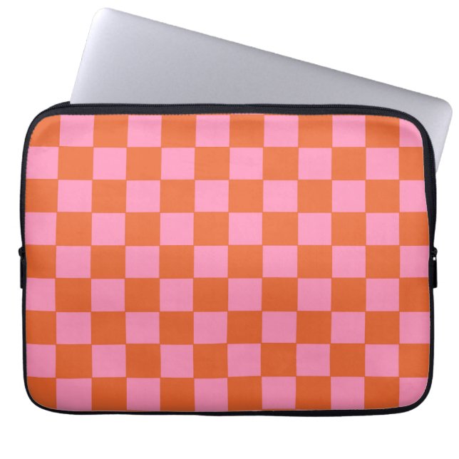 Capa Para Notebook Laranja e Rosa Verificados (Frente)