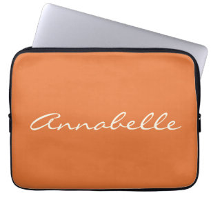 Capa Para Notebook Laranja Elegante Nome Personalizado com Letra Manu