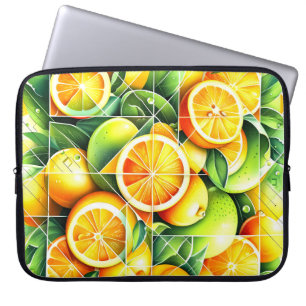 Capa Para Notebook Laranja Limão Botânico Citrino Geométrico