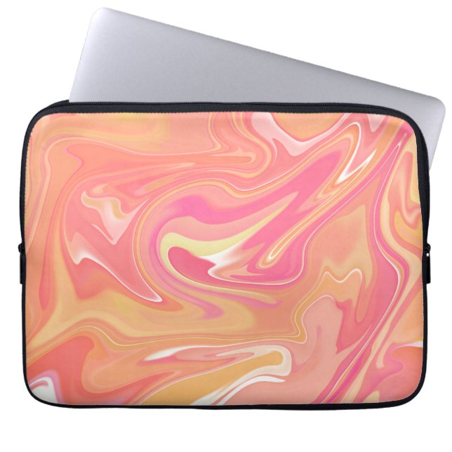 Capa Para Notebook Laranja Marble Laptop (Frente)