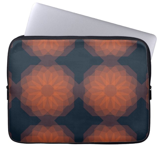 Capa Para Notebook Laranja, moderna abstração geométrica das flores (Frente)