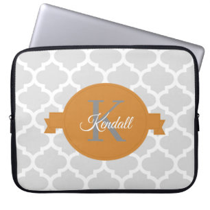 Capa Para Notebook Laranja Quatrefoil Bolsa de laptop Personalizada