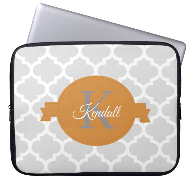 Capa Para Notebook Laranja Quatrefoil Bolsa de laptop Personalizada (Frente)