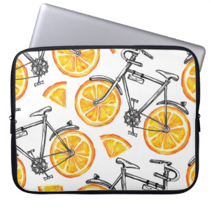 Capa Para Notebook Laranjas de Bicicleta: Padrão de Verão em Aquarela