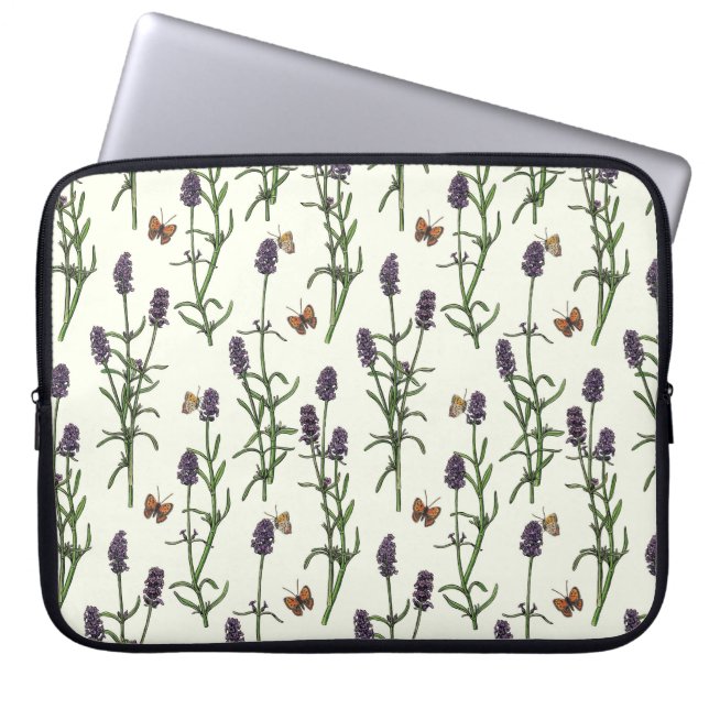 Capa Para Notebook Lavanda e borboletas esbranquiçadas (Frente)