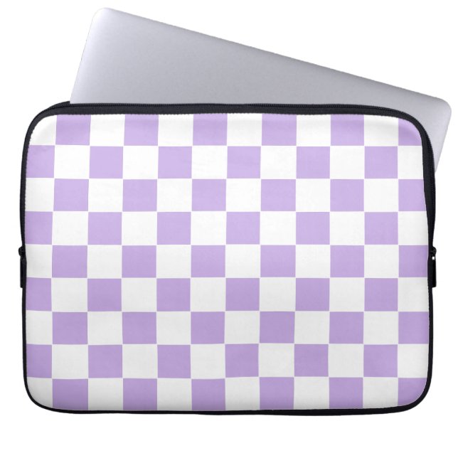 Capa Para Notebook Lavanda e branco verificados (Frente)