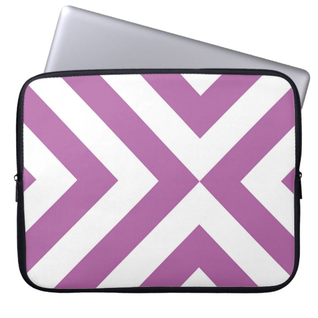 Capa Para Notebook Lavanda e Cevrons Brancos (Frente)