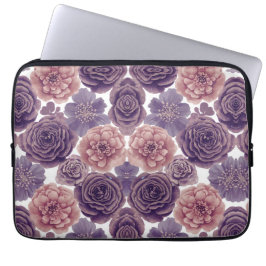 Capa Para Notebook Lavanda Neoprene Flores da Glitter Laptop