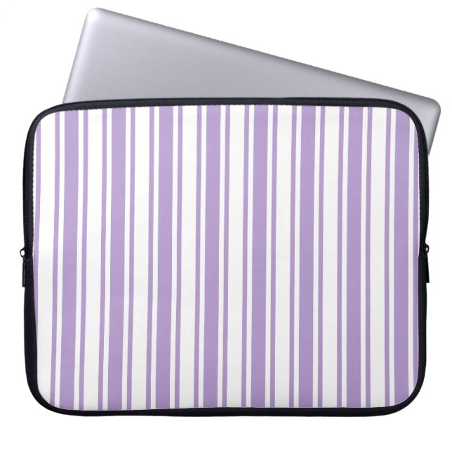 Capa Para Notebook Lavanda, púrpura e tiras de doces brancos (Frente)